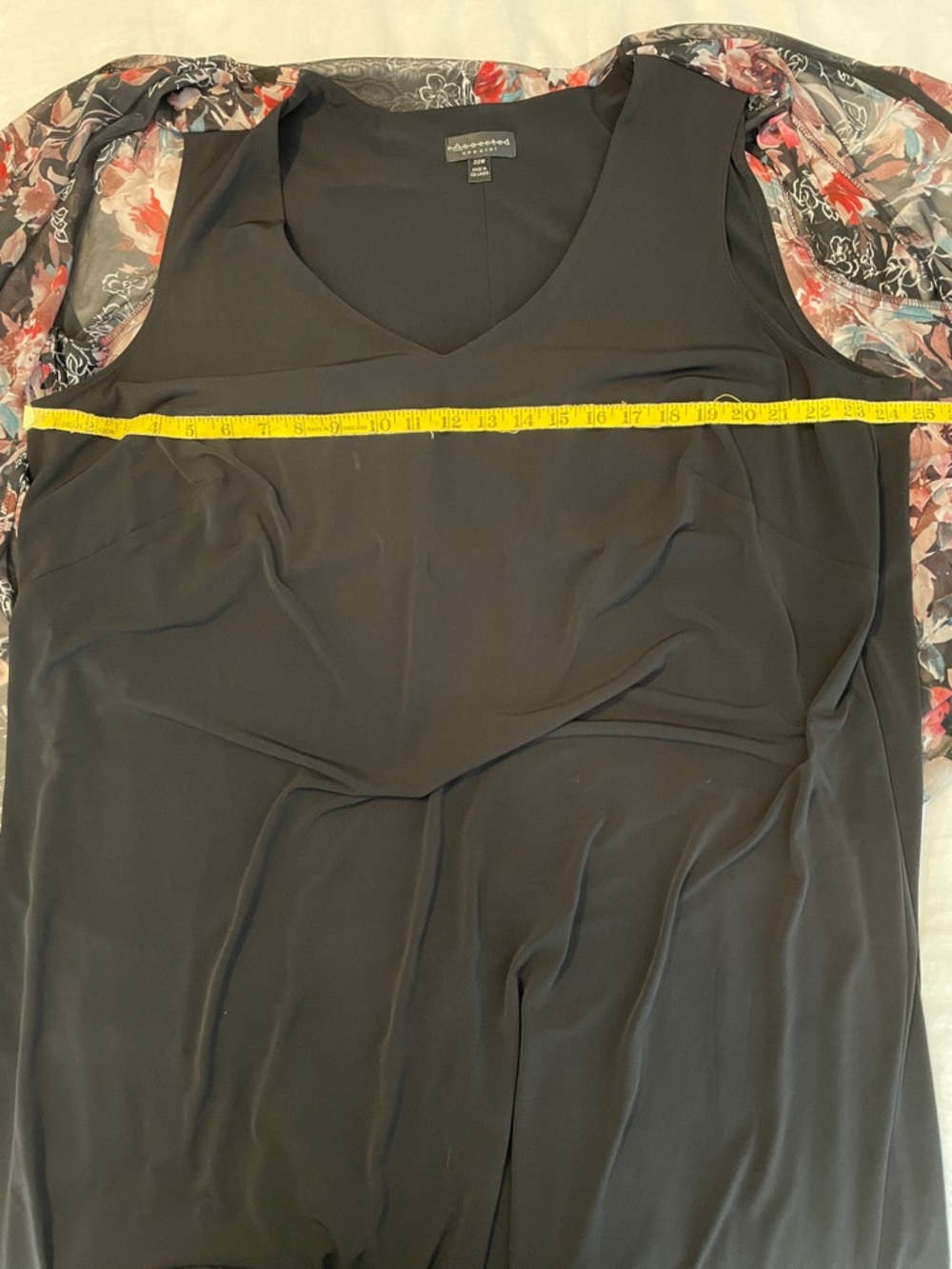 connected apparel Black Midi Dress with Floral Overlay - Picture 3 of 5